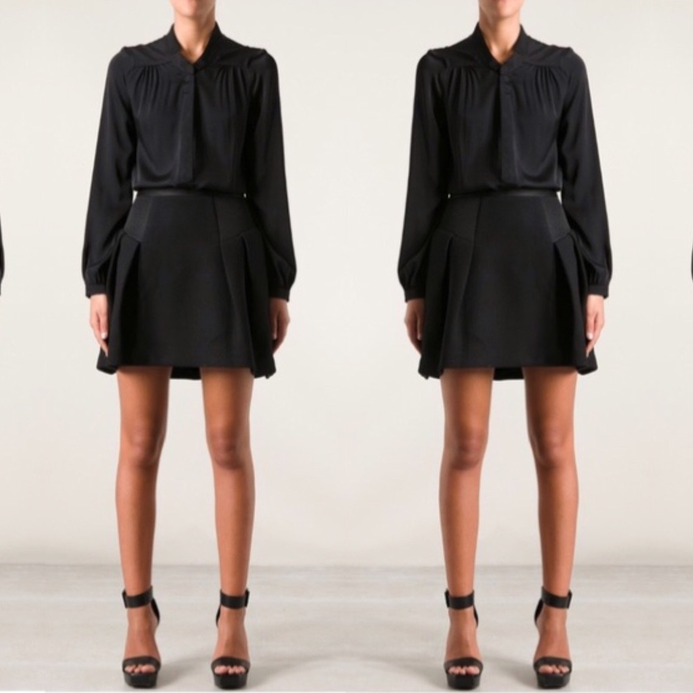 Milly Raquel flared black mesh detail skirt - Picture 3 of 8